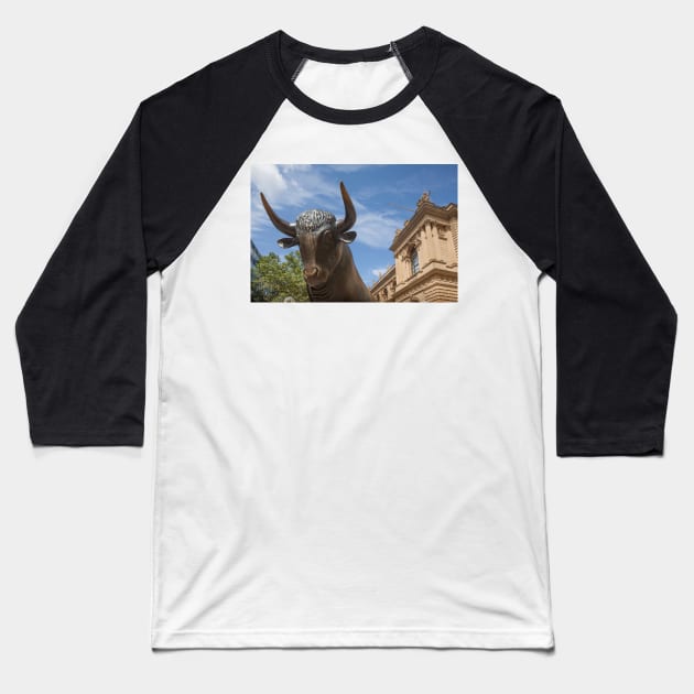 Bull, Stock Exchange, Frankfurt Baseball T-Shirt by Kruegerfoto